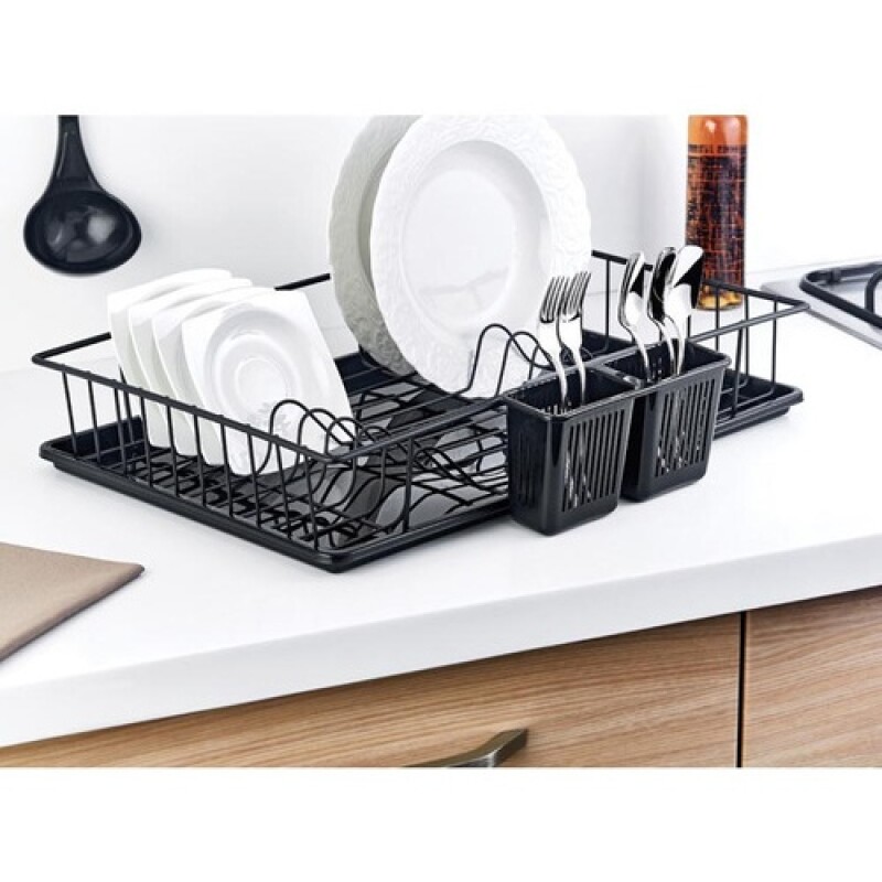 Escurridor con bandeja Metalife cromado Negro