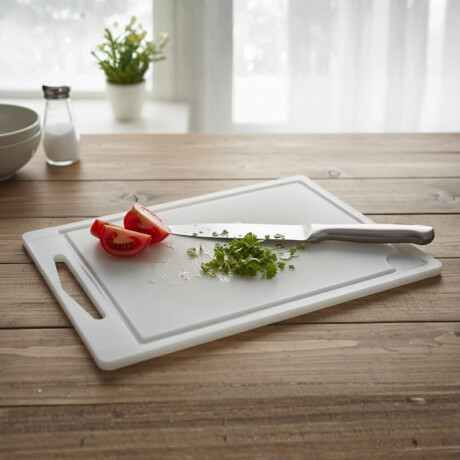 Tabla de picar mediana con canaleta de plástico BLANCO