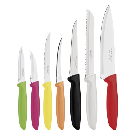 Juego de 7 cuchillos varios Tramontina Plenus mango en colores Multicolor
