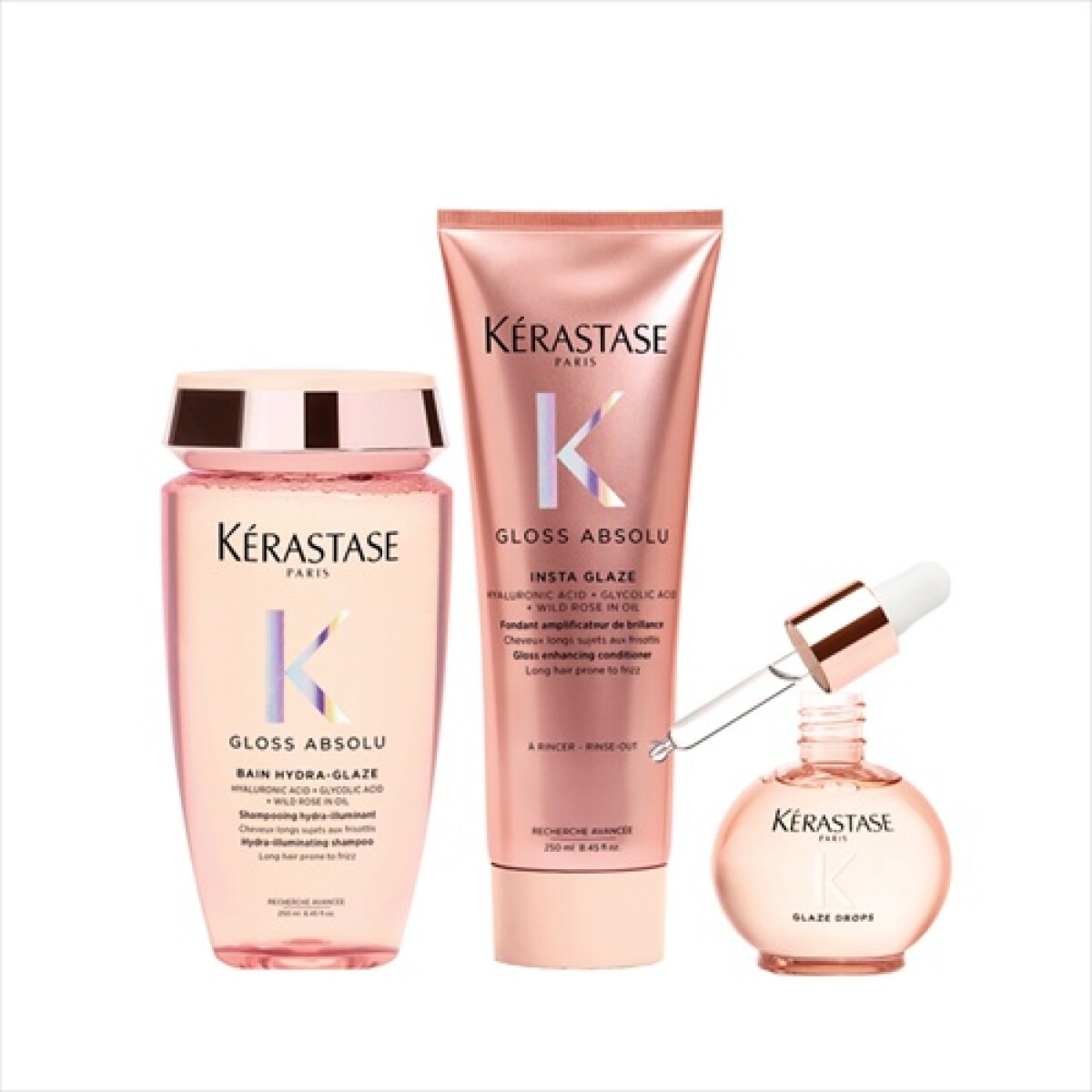 Kérastase Gloss Absolu Bain Hydra-Glaze + Fondant Insta Glaze 250 ml + Oil 45 ml 