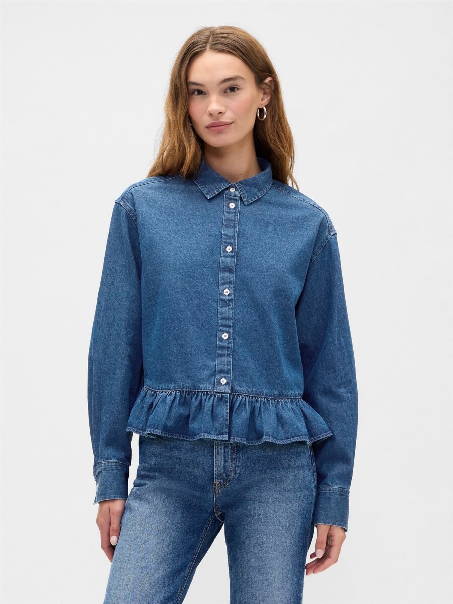 Camisa Con Volados Mujer - Medium Wash 