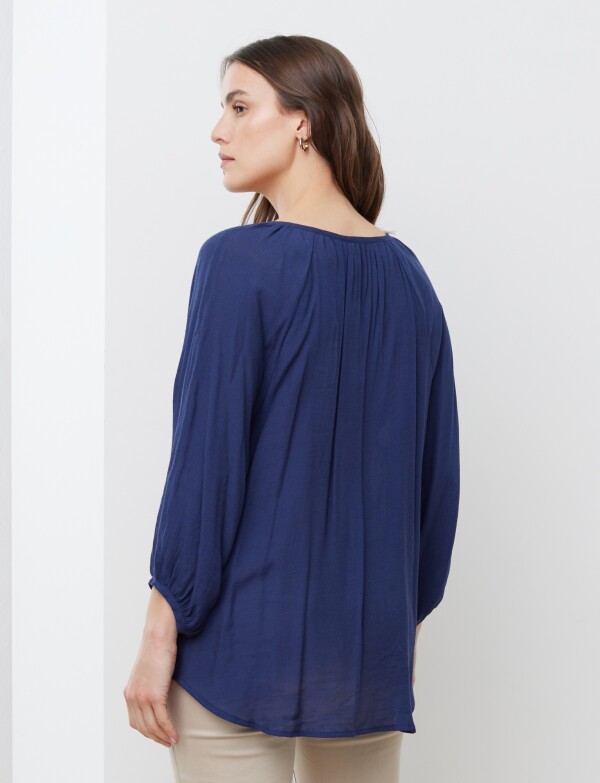 Blusa Solid Botones AZUL