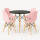 Juego de comedor Con Mesa Circular de 80cm + 4 Sillas Eames Rosa/Negro