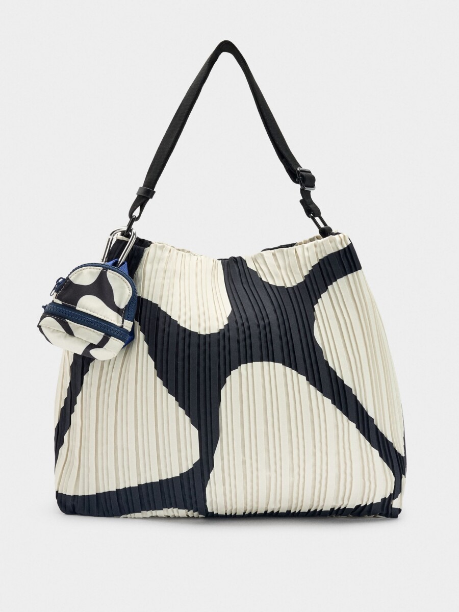 Bolso De Hombro De Nylon Estampado Con Pliegues blanco