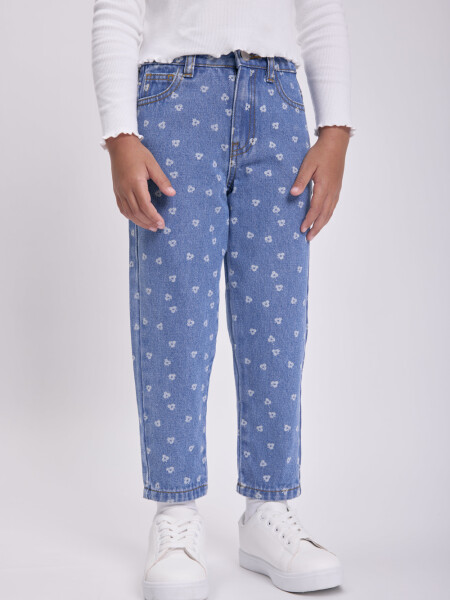 Pantalón jean slouchy estampado Azul Claro