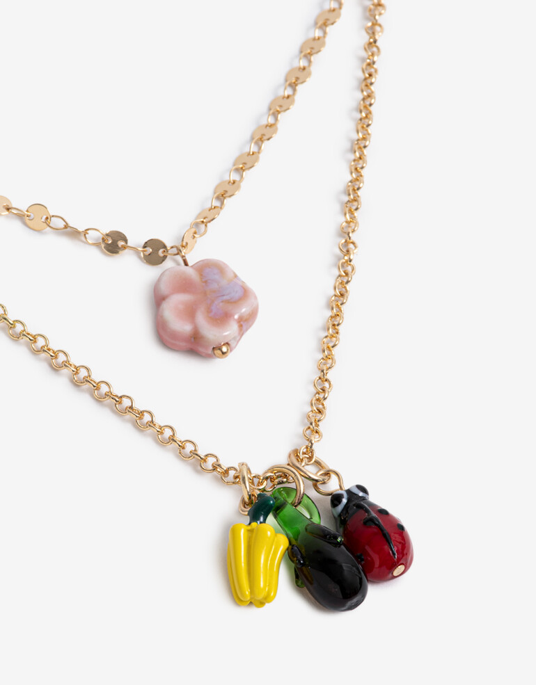 Collares Cortos Color Collar Corto Layer Glass - Dorado