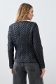 Chaqueta eco cuero con tul negro