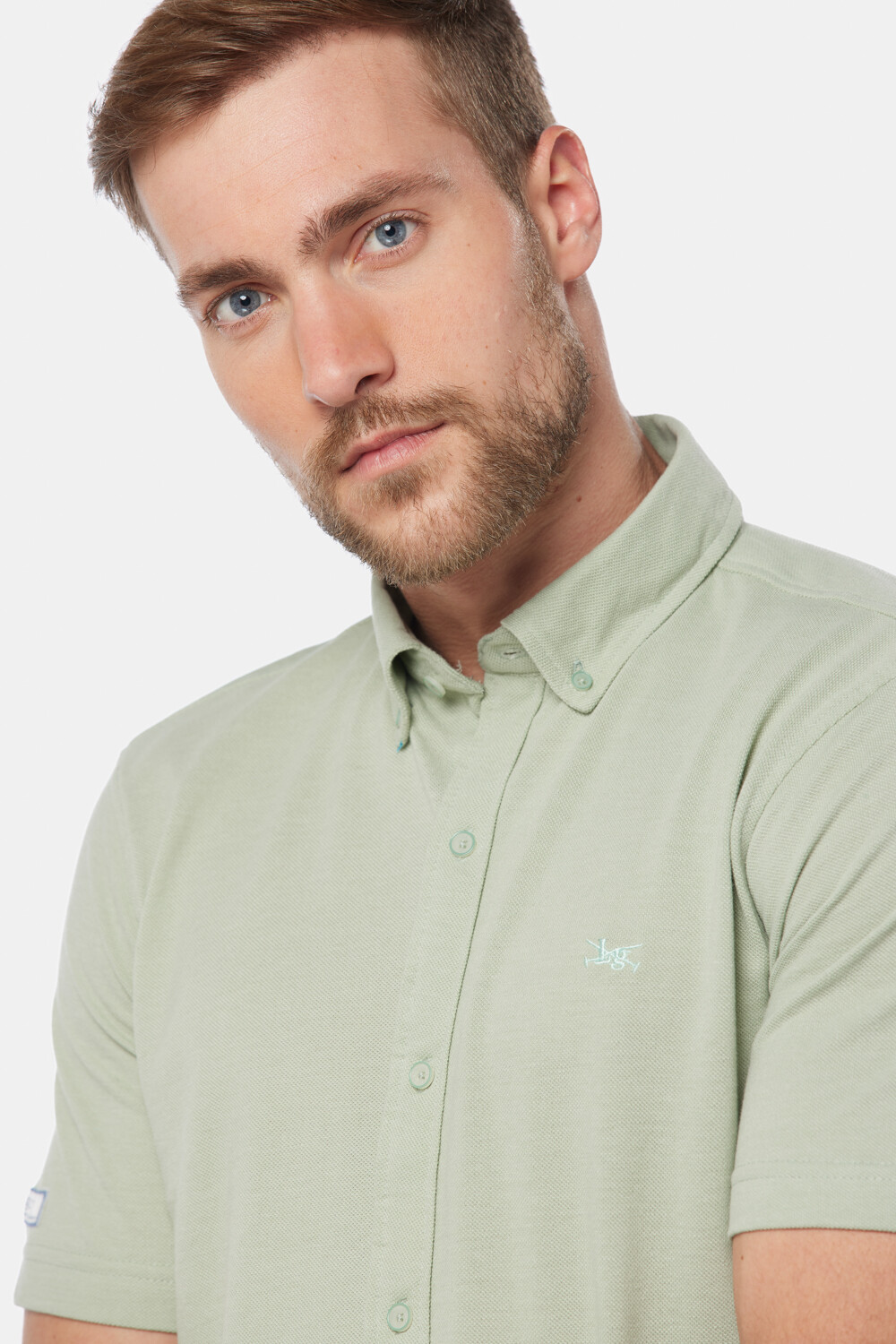 CAMISA LISA EN PIQUE Menta