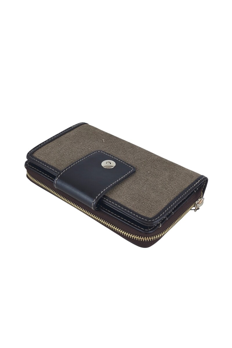 Monedero grande con lengueta Marrón
