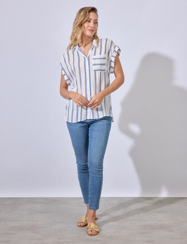 Camisa Stripes BLANCO/AZUL