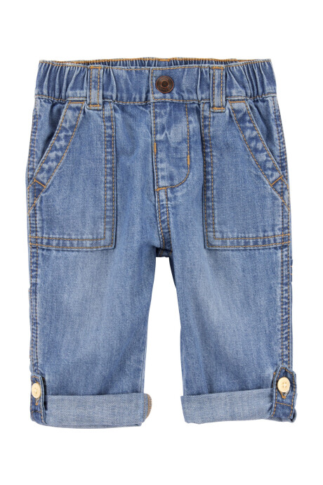 Pantalón jean con puños plegables Sin color