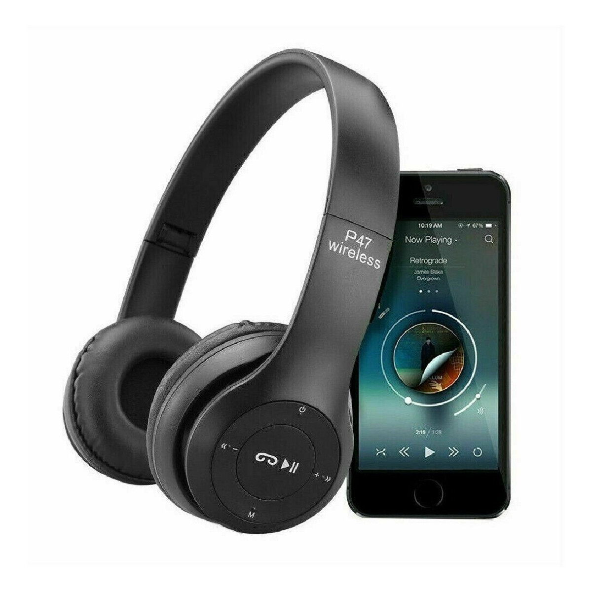 Auriculares Manos Libres Bluetooth Mp3 Radio Fm Sd Calidad - Variante Color Negro 