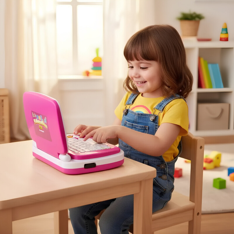 Mini Laptop Infantil Educativa Didactica Rosa