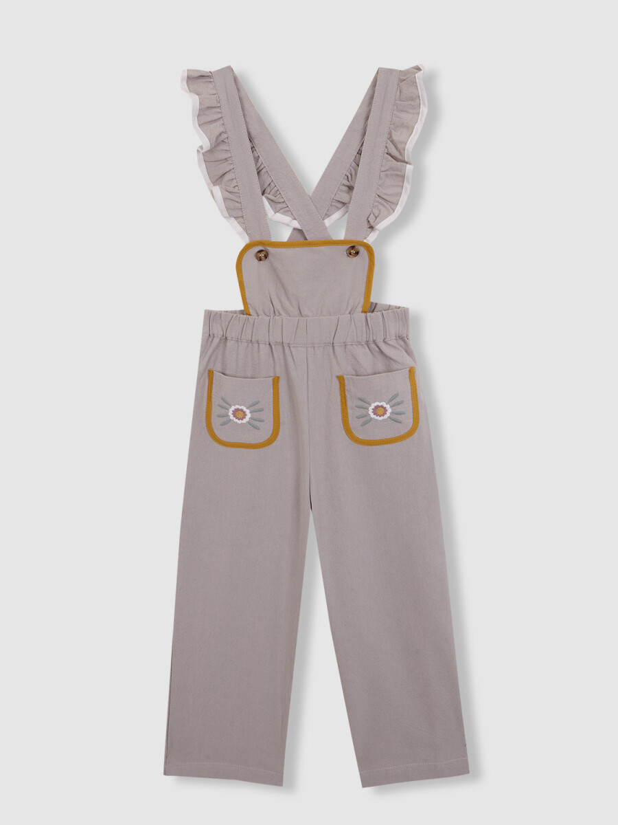 Pantalon Con Tirantes Gris
