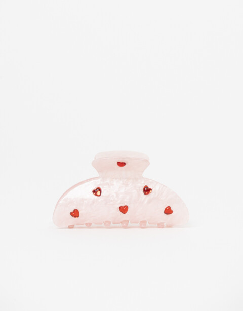 Broche Estampados Broche Acrílico De Corazones - Rosa Claro