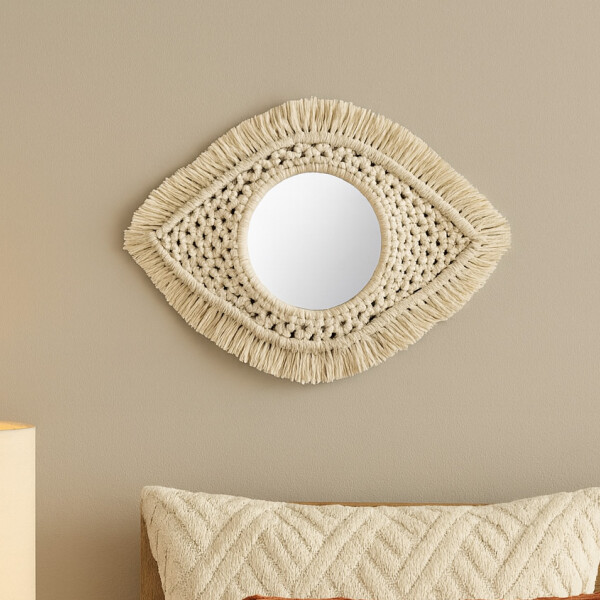 Espejo Tejido En Macrame Con Diseño De Ojo Espejo Tejido En Macrame Con Diseño De Ojo