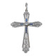 Cruz antigua en oro 18k con brillantes, diamantes y zafiros sintéticos Cruz antigua en oro 18k con brillantes, diamantes y zafiros sintéticos