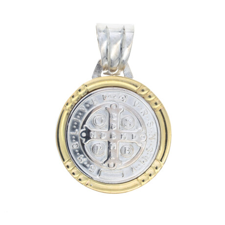 Medalla de plata 925 y double en oro 18 ktes, SAN BENITO. Medalla de plata 925 y double en oro 18 ktes, SAN BENITO.