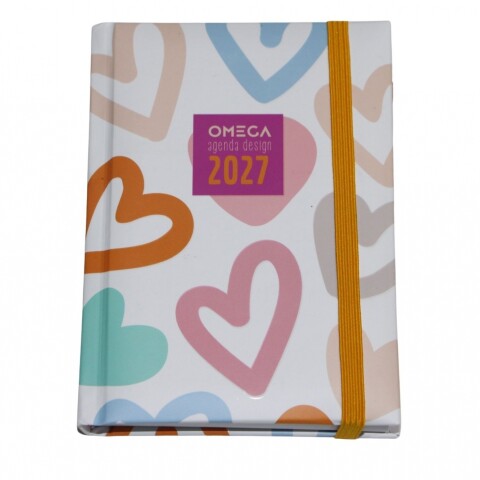 AGENDA OMEGA A6 DESIGN AGE31 DIA POR PAGINA TAPA CORAZONES
