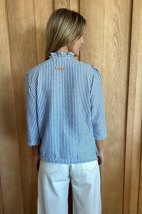 Camisa Carlotta 2.0 Lino Raya azul mediana