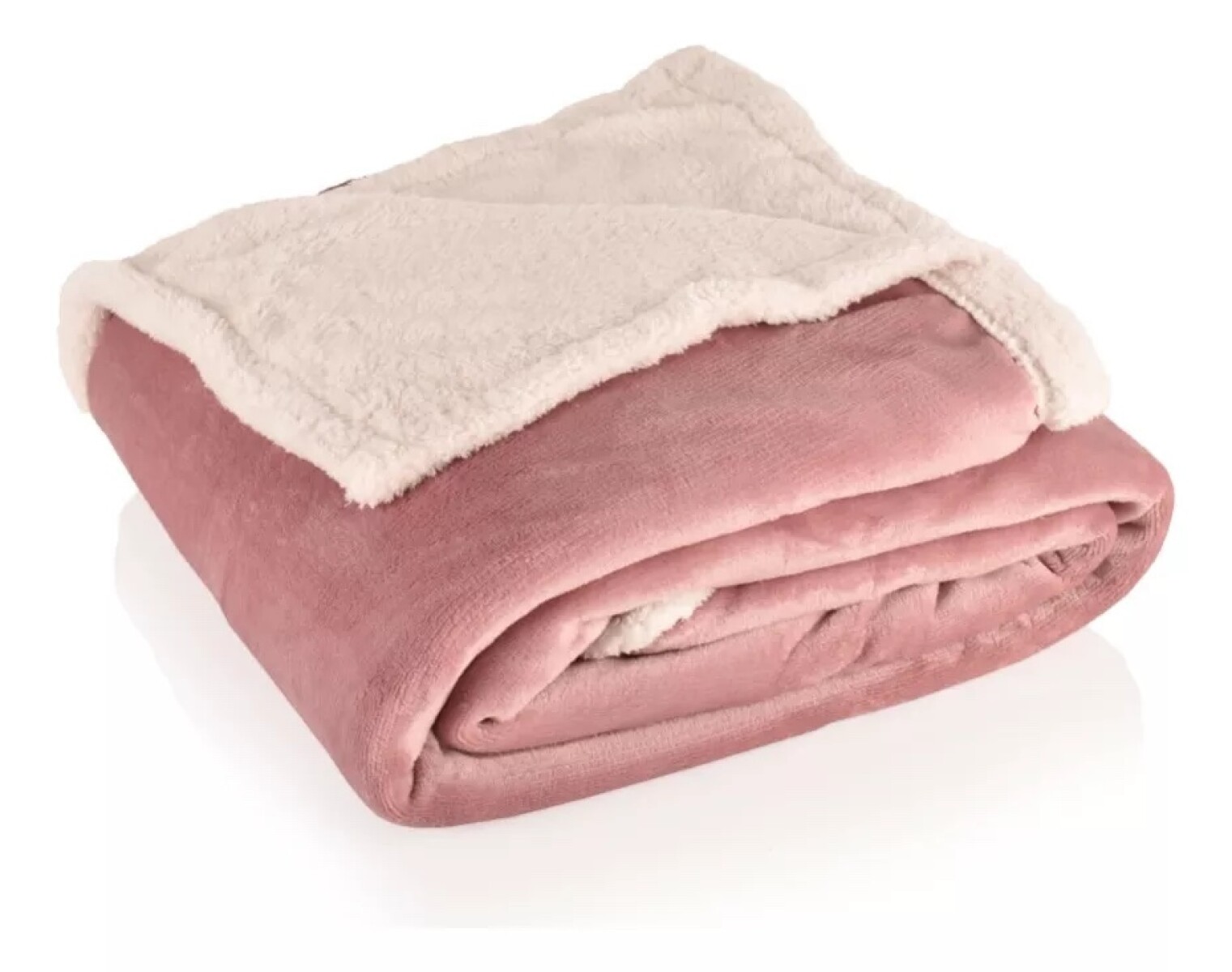 Frazada Reversible Queen Polar Corderito Microfibra 200x220 - Rosa 