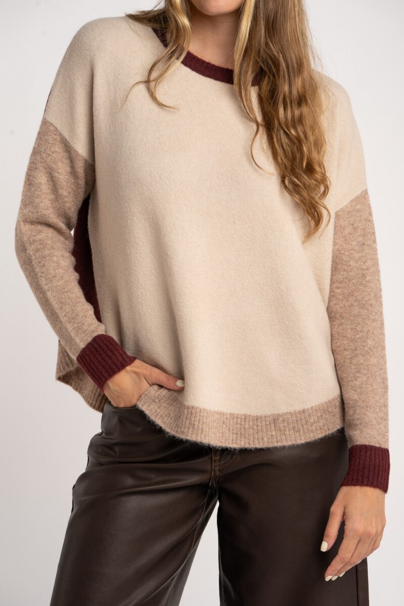 Sweater Color Block Bordeaux