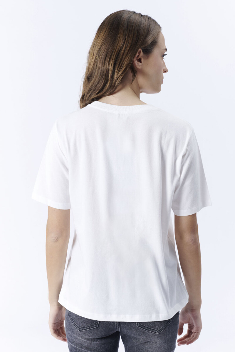 Remera Estampa Flores Blanco