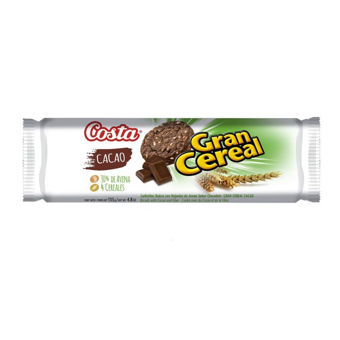 COSTA GRAN CEREAL GALLET.CACAO 24PQ/135G única