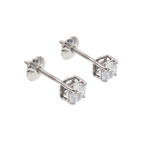 Caravanas Clásicas de oro blanco 18k con circonias Caravanas Clásicas de oro blanco 18k con circonias