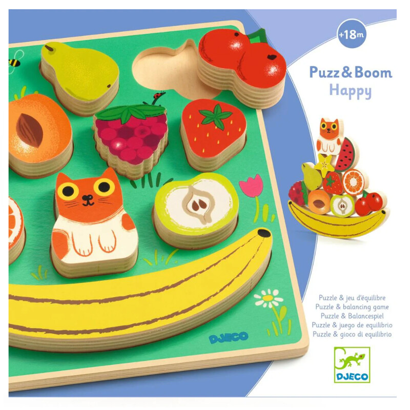 Juego de equilibrio y puzzle de madera Fruta Djeco Juego de equilibrio y puzzle de madera Fruta Djeco