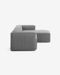 Sofá Blok 3 plazas chaise longue derecho pana gris 300 cm