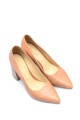 Zapato Stiletto Taco Ancho Cuero Beige
