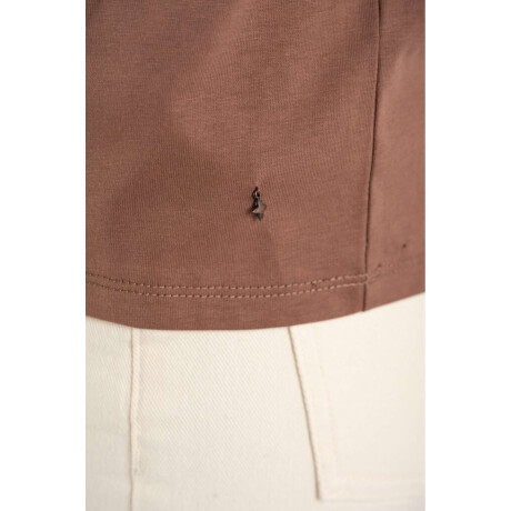 Remera Algodon Peinado Escote Lurex Mocha