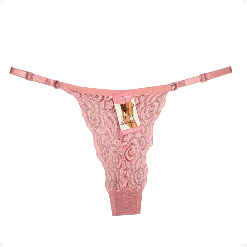 Tanga Colaless Ajustable De Encaje Rosa