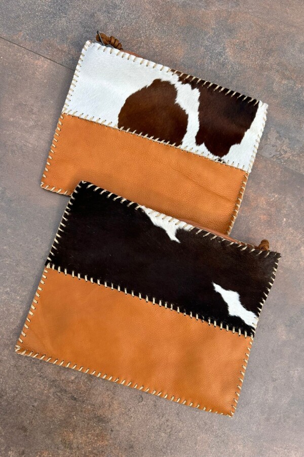 Half Leather Envelope Cowhide Marrón