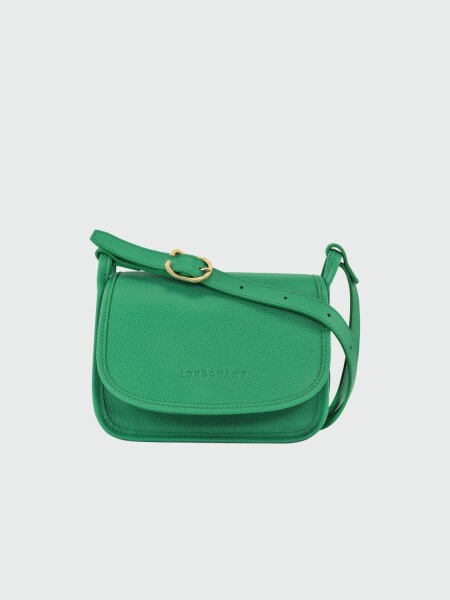 Longchamp -Cartera de cuero cruzada con solapa, Le Foulonné Verde