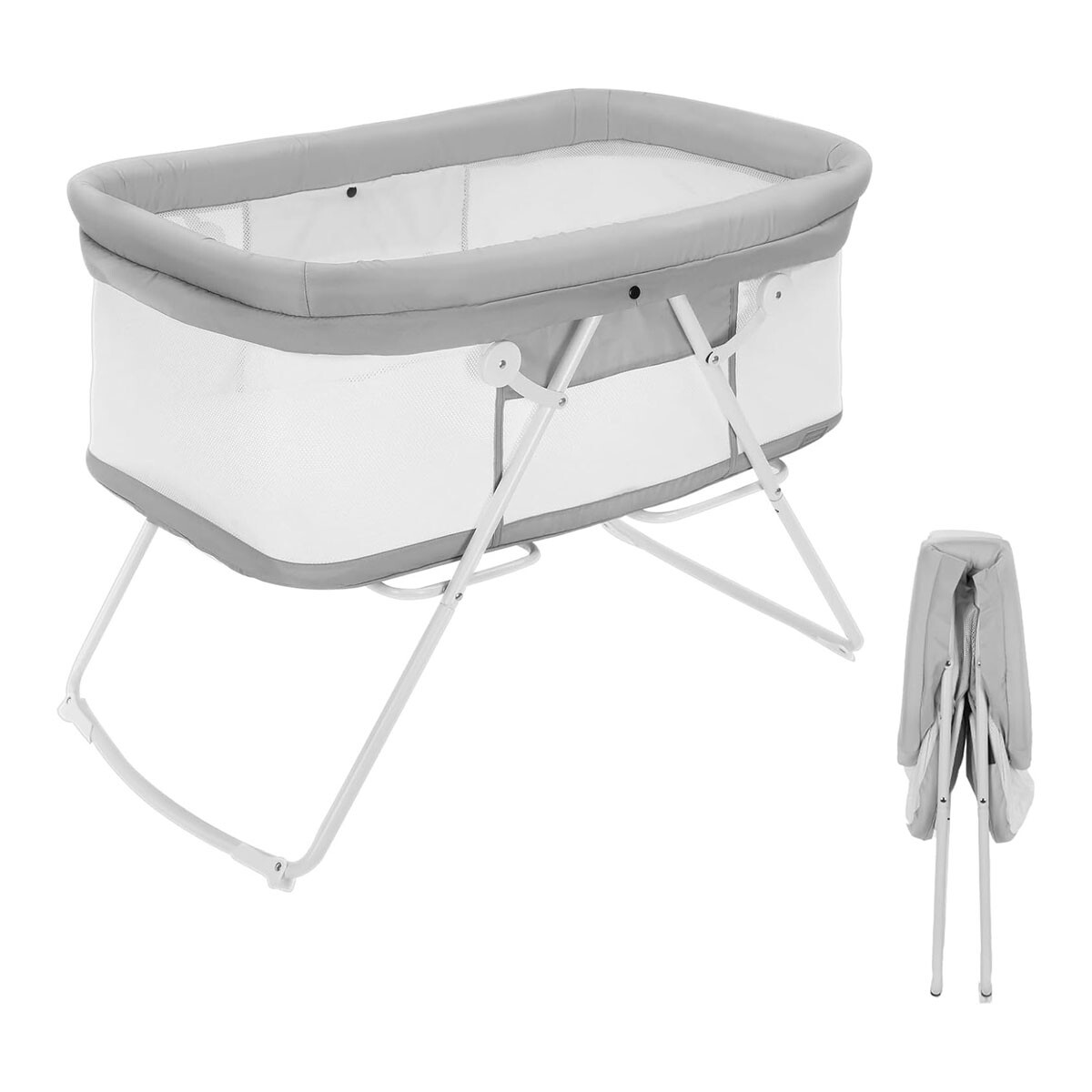 Cuna Moisés Colecho con Colchón Plegable Portátil para Bebé - Gris 
