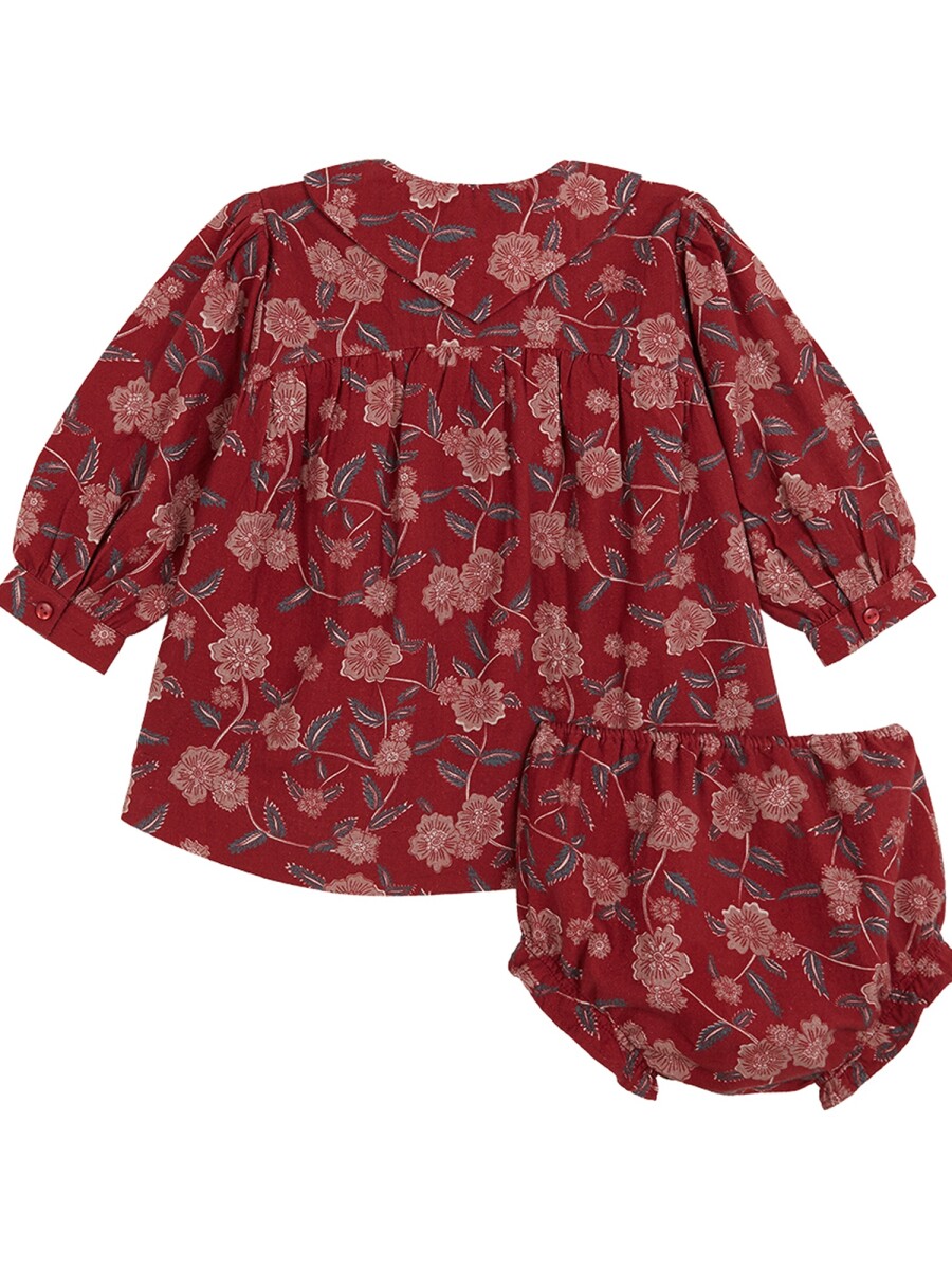 Vestido Estampado Flores Granate