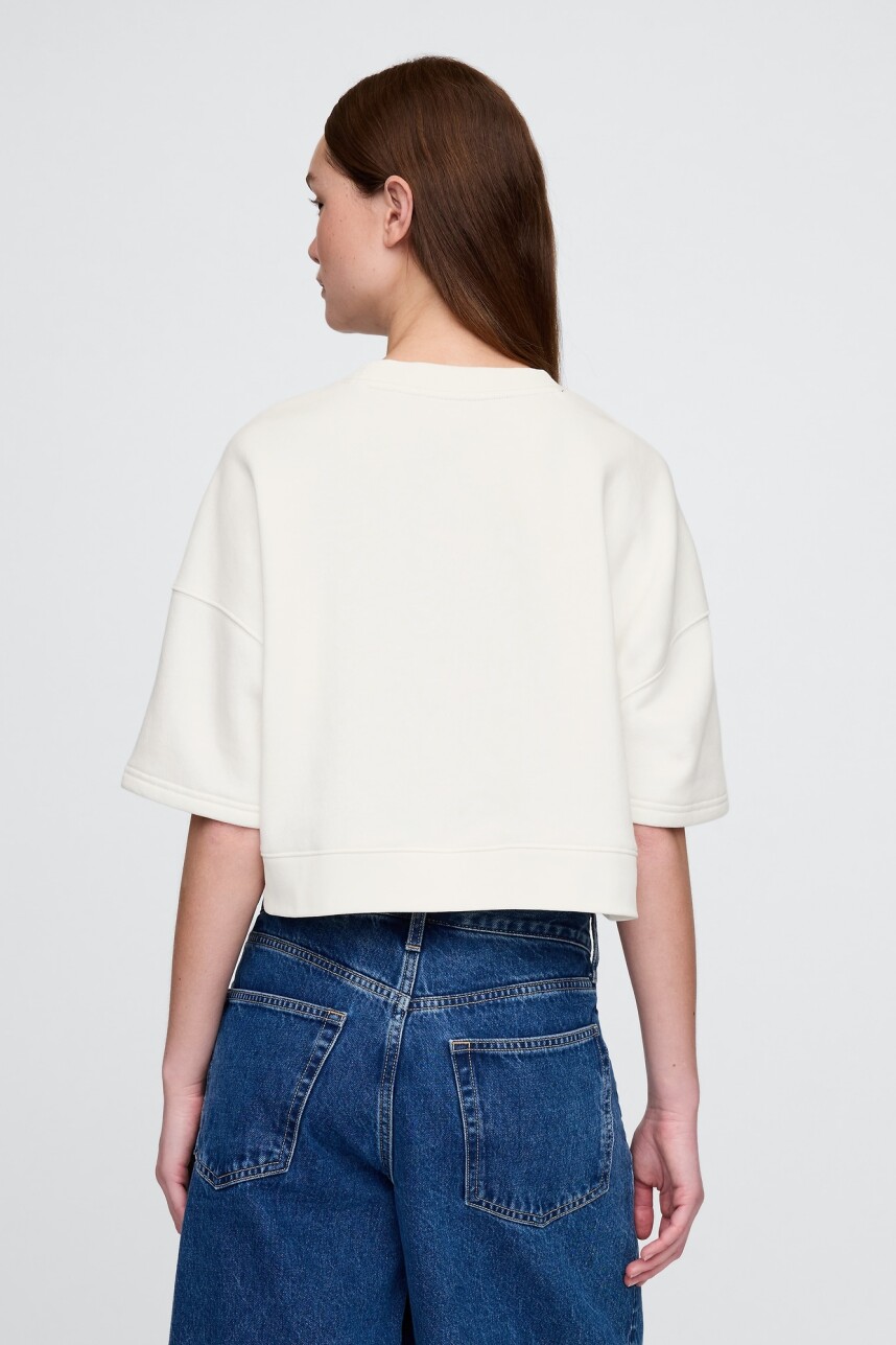 Buzo Deportivo Crop Manga Corta Logo Mujer New Off White