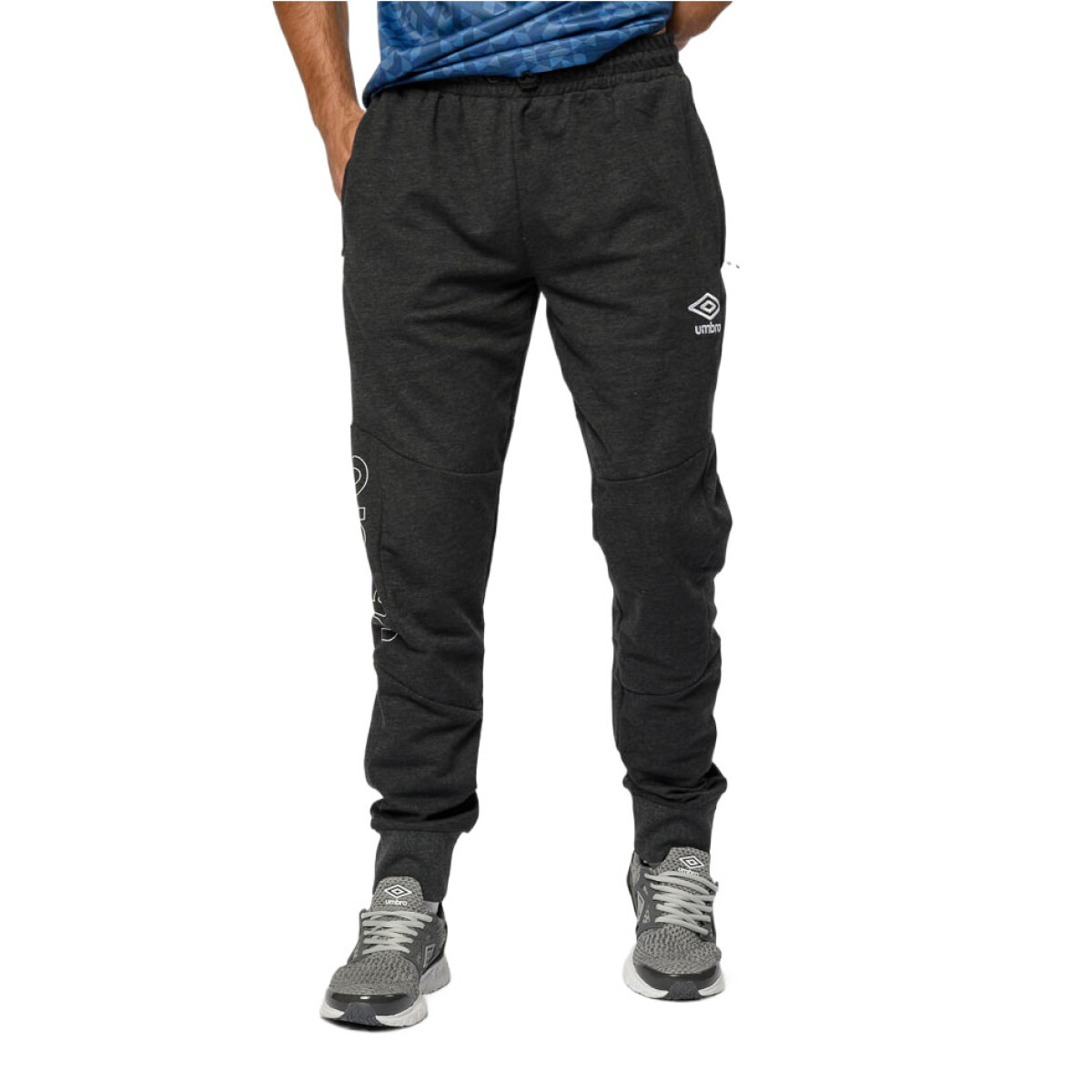 Pantalon de Hombre Umbro Pins - Negro Melange - Blanco 