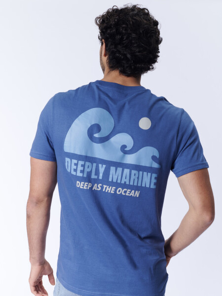 Remera estampa Olas Azul Medio