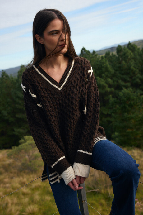 Sweater Preppy Crudo/Marron