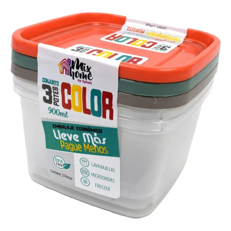 RECIPIENTE PLASTICO SET X3PCS 900ML RECIPIENTE PLASTICO SET X3PCS 900ML