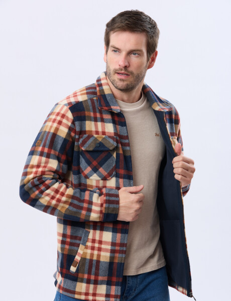 CAMPERA POLAR A CUADROS Azul