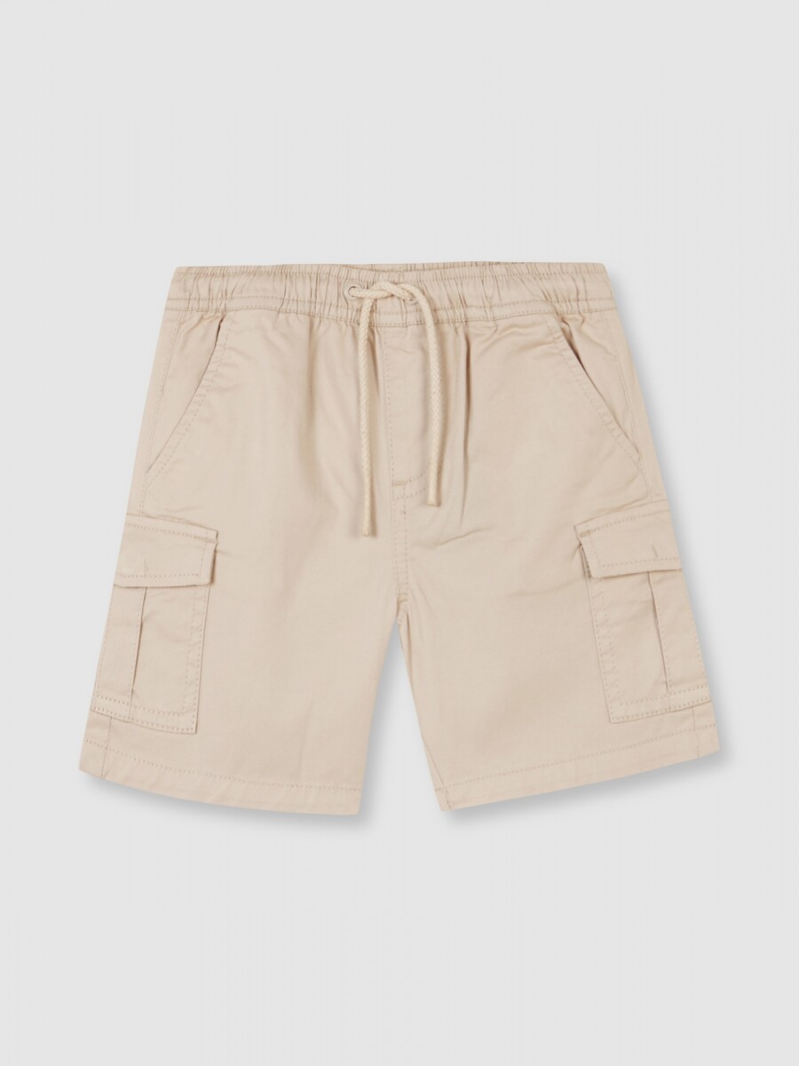 Pantalon Cargo Corto Con Cinturilla Elastica Piedra