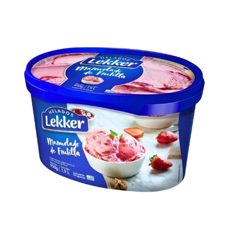 Helado Lekker - 1,9 lt - Frutilla marmolada c/pulpa
