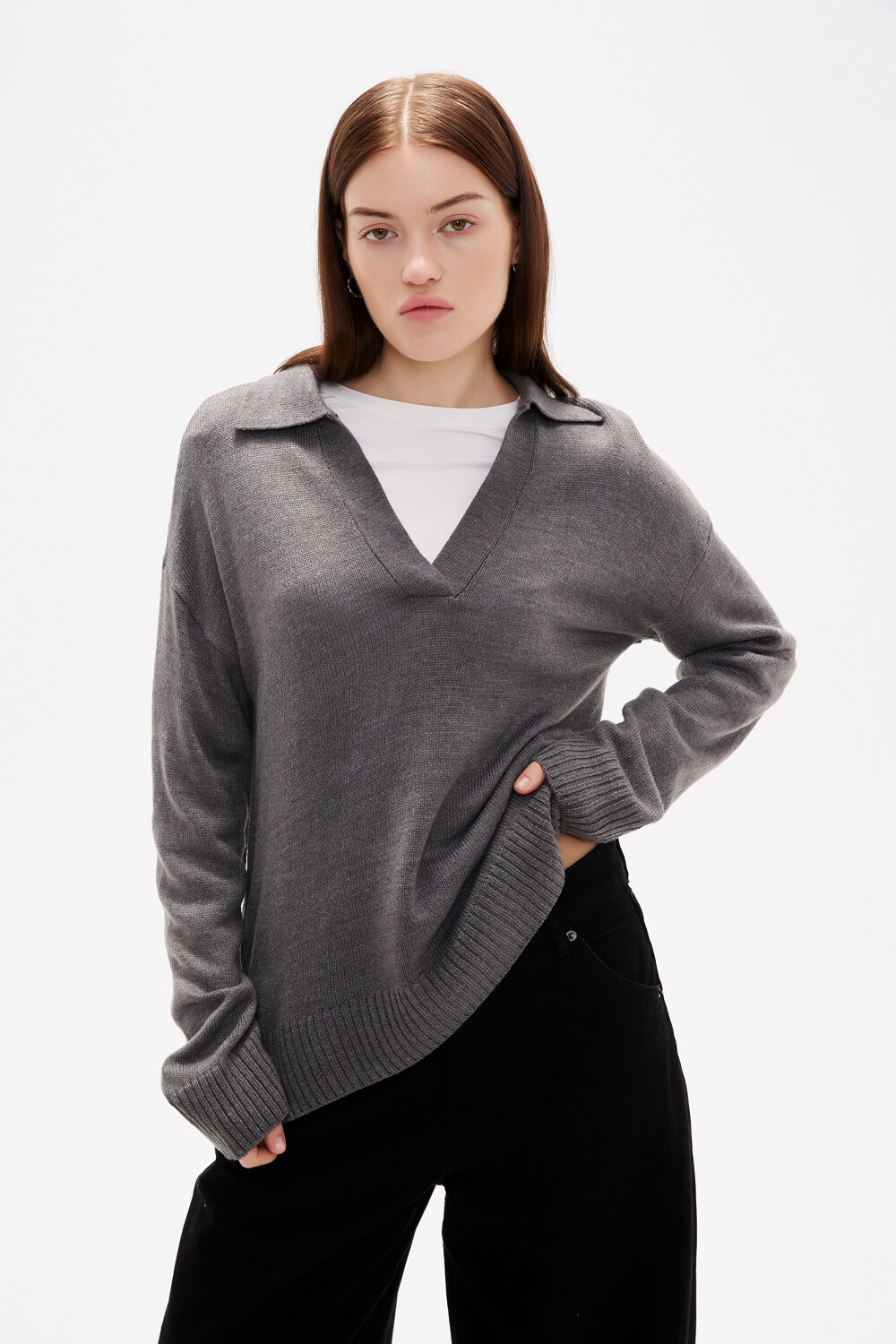 Sweater Dapa Gris Melange Oscuro