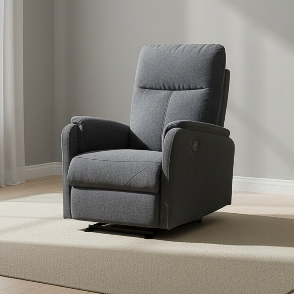 SOFÁ RECLINABLE ELÉTRICO 1 CUERPO TELA GRIS HOMERO