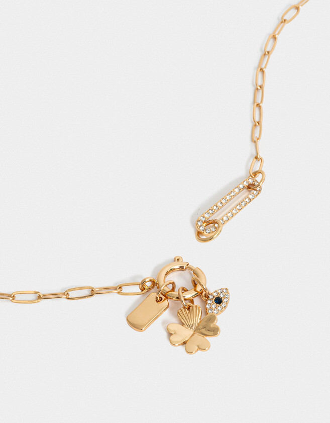 Collares Cortos Bañada en Oro Collar Corto Multidijes Bañado En Oro - Dorado