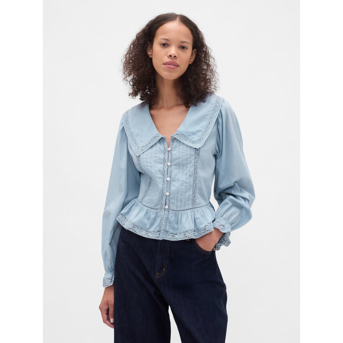 LS LACE EDGE SAILOR COLLAR - NEW ENGLAND SKY 
